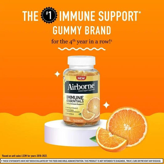 Airborne Immune Essentials, Vitamin C Immune Support Gummies, Orange Flavor, 132 Count