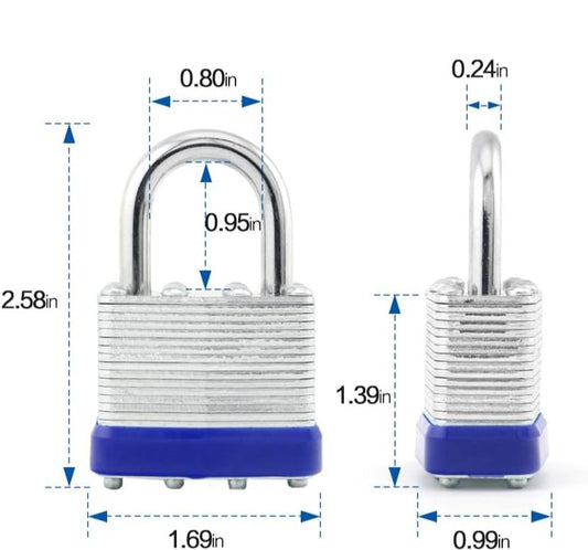 Locks Laminated Steel Keyed Padlocks Keyed Alike Locks Bulk, Normal Shackle Padlocks For Sheds, Fences, Storage Locker, School, Gym