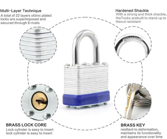 Locks Laminated Steel Keyed Padlocks Keyed Alike Locks Bulk, Normal Shackle Padlocks For Sheds, Fences, Storage Locker, School, Gym