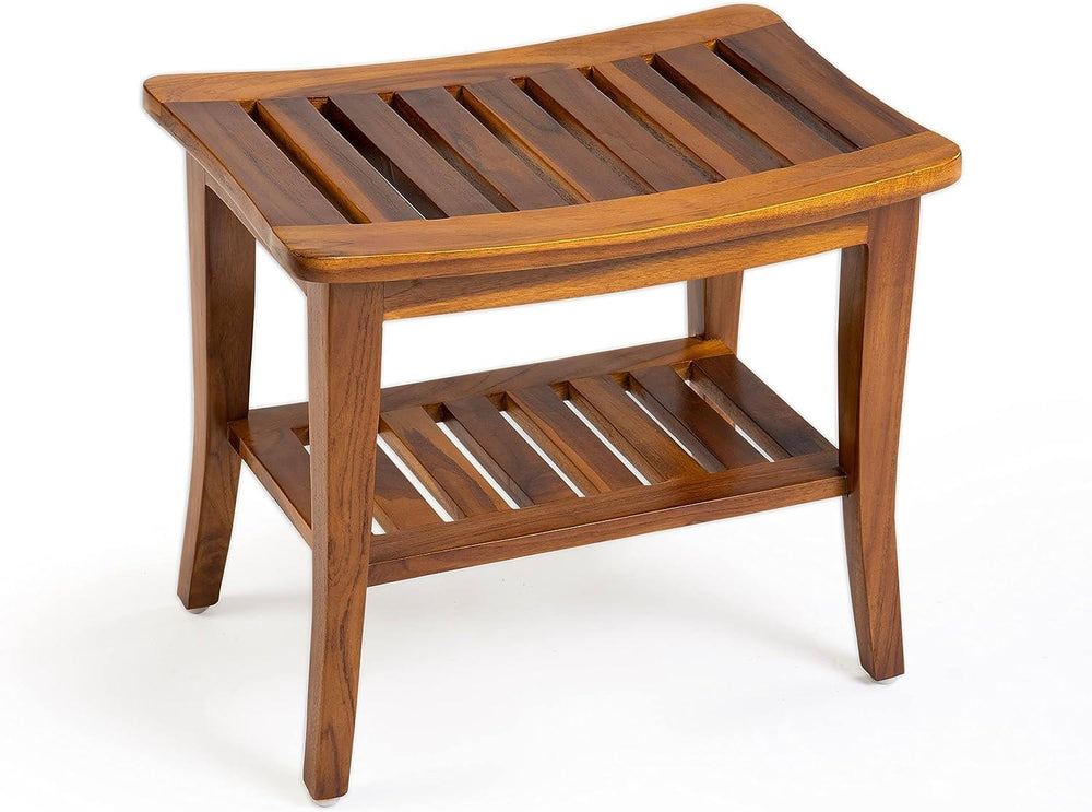 Ala Teak Indoor Outdoor Patio Garden Yard Bath Shower Spa Waterproof Stool Bench Fully Assembled - BargainBoxed.com