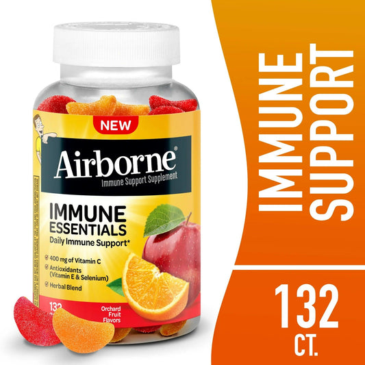 Airborne Immune Essentials Vitamin C Immune Support Gummies, Assorted Fruit Flavor, 132 Count