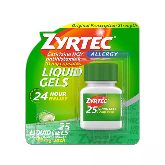 Zyrtec 24 Hour Allergy Relief - 25 Liquid Gel Capsules - Cetirizine HCl