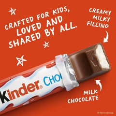 Kinder Chocolate Milk Chocolate Bar With Creamy Filling, Individually Wrapped, 1.8 oz, 4 Bars