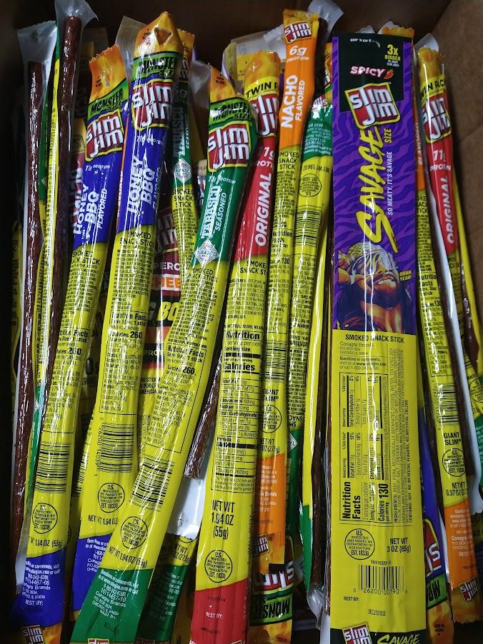 Bulk Slim Jim & Meat Stick Bargain Box - Variety Mix - BargainBoxed.com