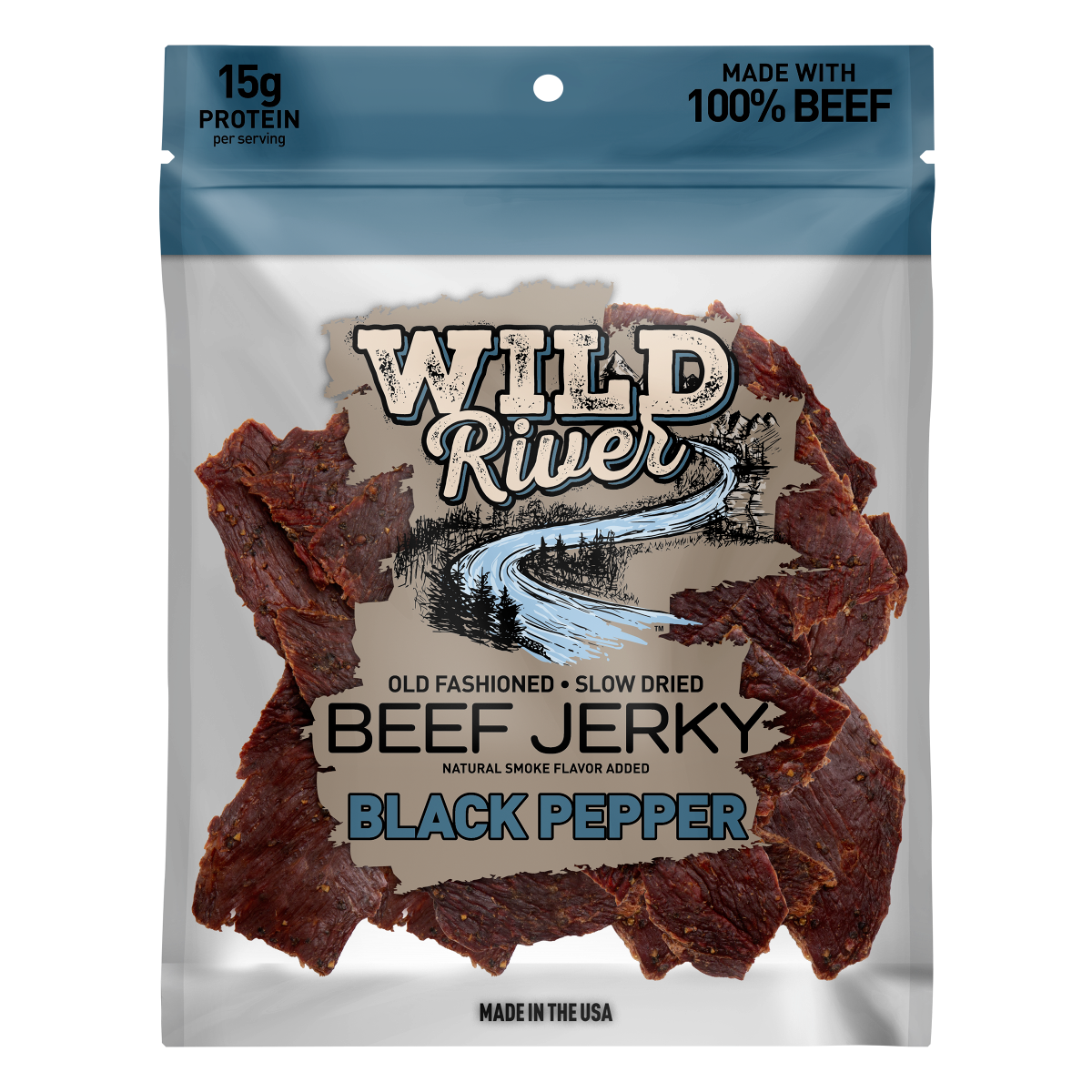 Wild River Black Pepper Old Fashioned Beef Jerky, 3.5 oz
