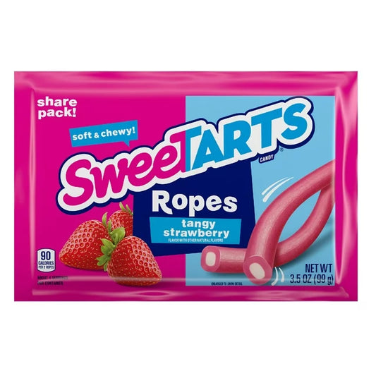 SweeTARTS Soft & Chewy Ropes Candy, Tangy Strawberry Flavored, 3.5 oz