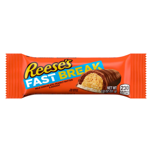 REESE'S FAST BREAK Milk Chocolate Peanut Butter Candy Bar, Regular Size, 1.8 oz