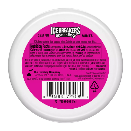 ICE BREAKERS Sparkling Raspberry Lemon Seltzer Sugar Free Mints, 1.5 oz