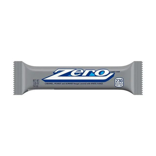 Zero Bar White Fudge, Caramel, Peanut, and Almond Nougat Candy Bar, 1.85 oz