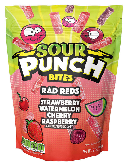 Sour Punch Bites Rad Red, Cherry, Strawberry, Watermelon & Raspberry Favorite Red Flavors, Chewy Candy, 9oz Bag