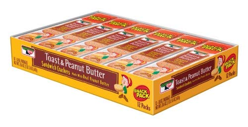 Keebler Sandwich Crackers, Toast and Peanut Butter, 8 Cracker Snack Pack, 12/Box