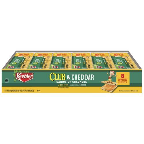 Keebler Club and Cheddar Sandwich Crackers, 21.6 oz, 12 Count