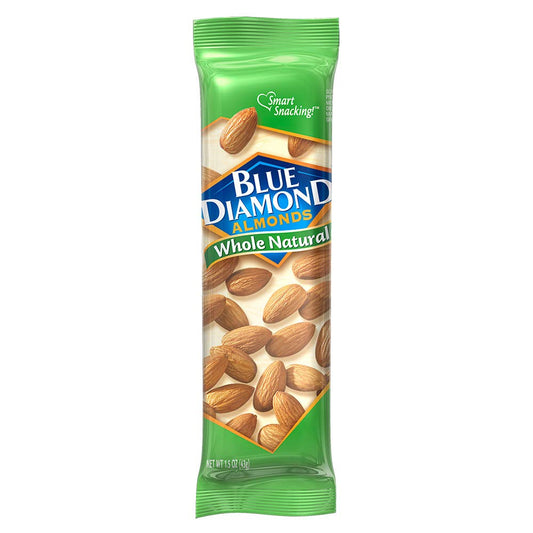 Blue Diamond Almonds, Whole Natural Flavored Snack, Single Serve Bag 1.5 Oz. Tube