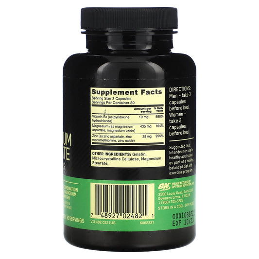 Optimum Nutrition  Zinc Magnesium Aspartate Vitamins, 90 Capsules