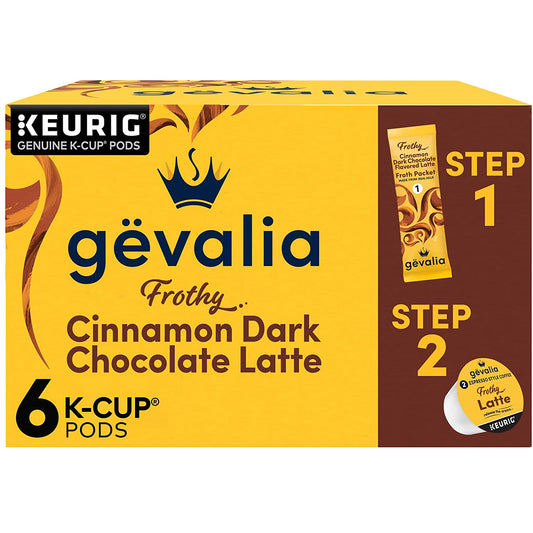 Gevalia Frothy Cinnamon Dark Chocolate Flavored Latte K-Cups 6.4 oz