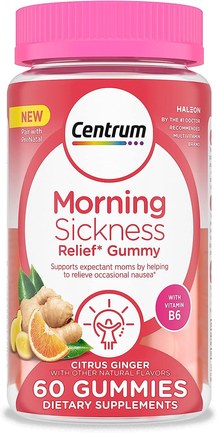 Centrum Morning Sickness Relief Gummies, Citrus Ginger Flavor - 60 Count, Up to 60 Day Supply - BargainBoxed.com