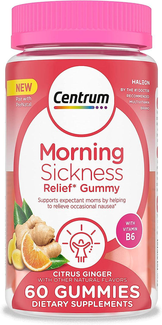 Centrum Morning Sickness Relief Gummies, Citrus Ginger Flavor - 60 Count, Up to 60 Day Supply - BargainBoxed.com