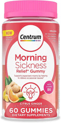 Centrum Morning Sickness Relief Gummies, Citrus Ginger Flavor - 60 Count, Up to 60 Day Supply - BargainBoxed.com