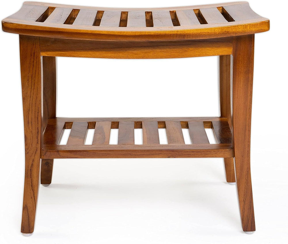 Ala Teak Indoor Outdoor Patio Garden Yard Bath Shower Spa Waterproof Stool Bench Fully Assembled - BargainBoxed.com