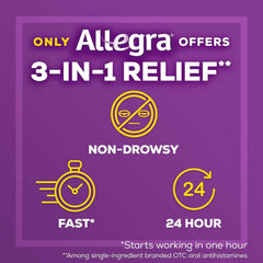 Allegra Adult 24HR Non-Drowsy Antihistamine, 45 Tablets, Fast-acting Allergy Symptom Relief, 180 mg - BargainBoxed.com