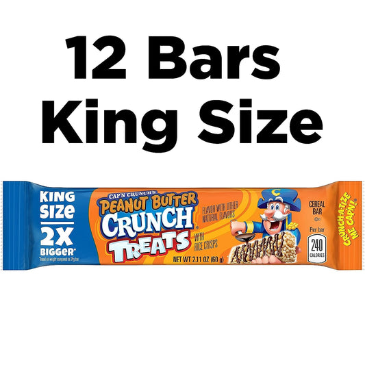Quaker Cap'n Crunch King Size Treat Bars, Peanut Butter Flavor, 12 Count