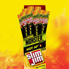 Slim Jim Monster Smoked Meat Snack Stick, Hot AF Flavor, 1.94-oz. Stick 18-Count