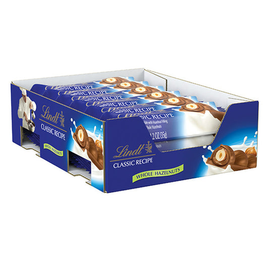 Lindt Classic Recipe Whole Hazelnuts Chocolate Bar 1.2oz, 18ct Box