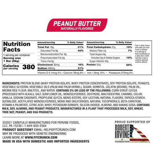 Fit Crunch Chocolate Peanut Butter Protein Bar 3.1 oz
