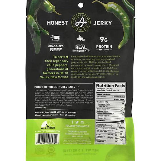 Country Archer Jerky Co Hatch Chile Beef Jerky, 2.5 Ounces