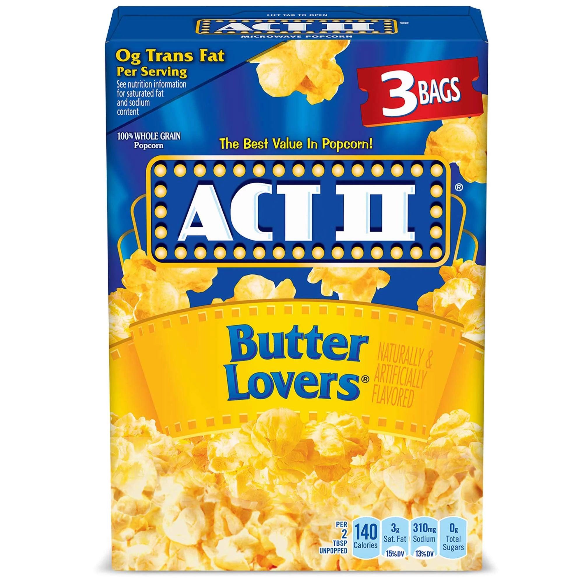 ACT II Butter Lovers Microwave Popcorn, 2.75 Oz, 3 Count - BargainBoxed.com
