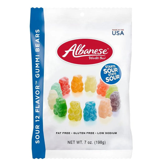 Albanese Sour Gummi Bear Candy, 12 Flavors, 7 oz