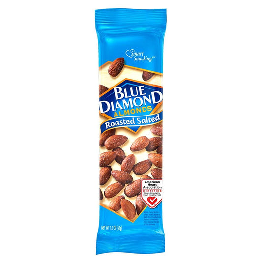 Blue Diamond Almonds, Roasted Salted Flavored Snack, Single Serve Pack 1.5 Oz. Tube