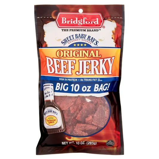 Bridgford 100% Beef Sweet Baby Ray's Original Beef Jerky 10oz Resealable Bag