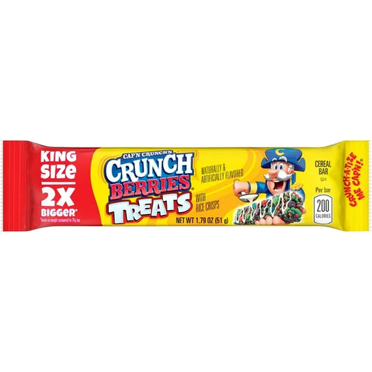 Cap'n Crunch Crunch Berries, King Size Treat Breakfast Cereal Bar, 1.79 oz