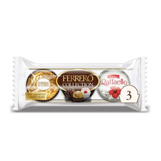 Ferrero Collection, Assorted Hazelnut Milk Chocolate, Dark Chocolate and Coconut, 3 Pieces 1.1 oz Pack