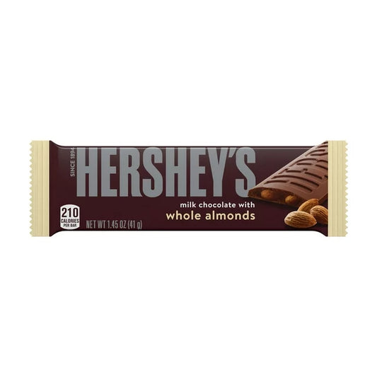 Hershey's Milk Chocolate with Whole Almonds Full Size Candy, Bar 1.45 oz