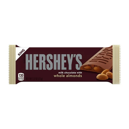 Hershey's Milk Chocolate with Whole Almonds King Size Candy Bar, 2.6 oz
