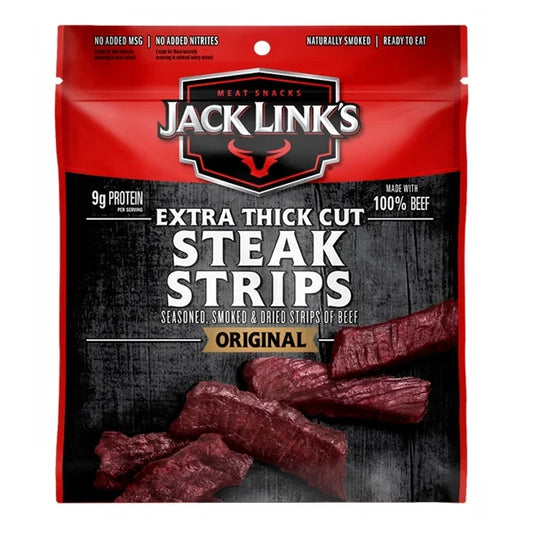Jack Link's Extra Thick Cut Steak Strips, Original Flavor, High-Protein Snack, 3 oz Bag