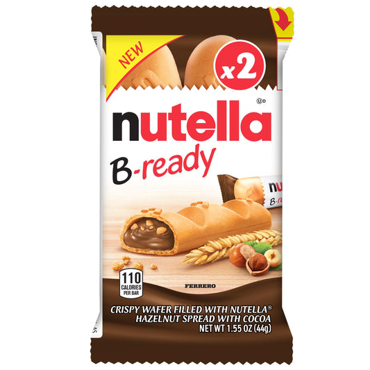 Nutella B-Ready, Crispy Wafer Bread Stick Cookie Filled with Nutella Hazelnut Spread, 2 Count 1.55 oz