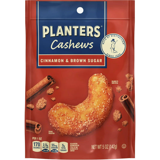 PLANTERS Cashews Cinnamon & Brown Sugar, 5 Oz Bag - BargainBoxed.com