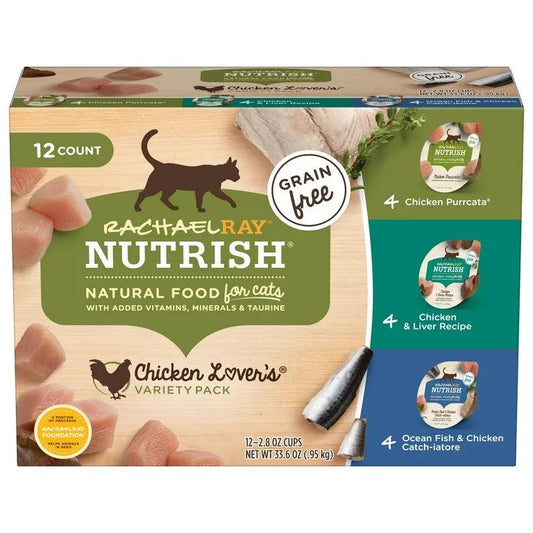 Rachael Ray Nutrish Chicken Lovers Variety Pack Natural Grain-Free Wet Cat Food 12 Count