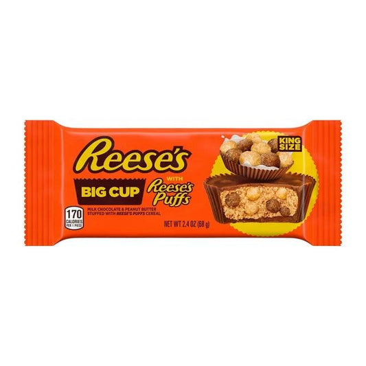 Reese's Big Cup Stuffed with REESE's Puffs Milk Chocolate King Size Peanut Butter Cups Candy, 2.4 oz