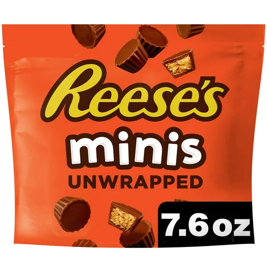 Reese's Minis Milk Chocolate Unwrapped Peanut Butter Cups Candy, Bag 7.6 oz