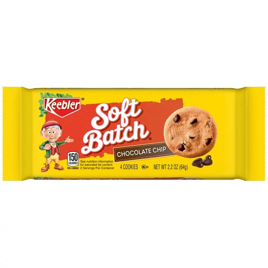 Keebler Soft Batch Chocolate Chip Cookies 2.2 oz Snack Pack, 4 Cookies