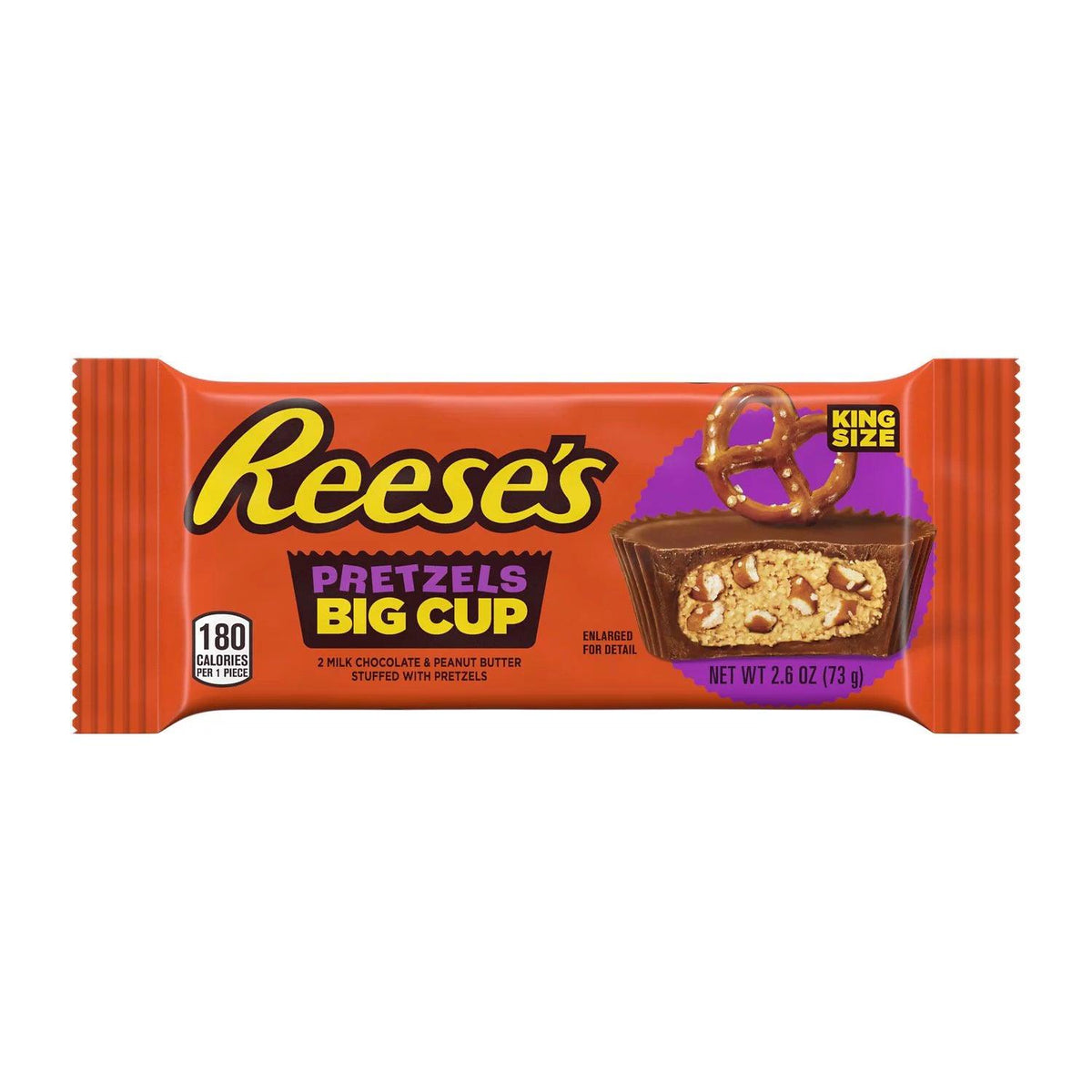 Reese's Big Cup Milk Chocolate Peanut Butter Pretzels, Gluten Free, 2.6 oz