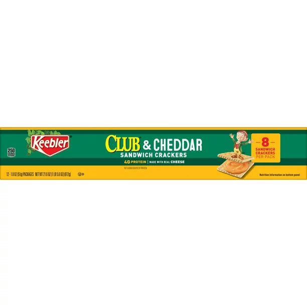 Keebler Club and Cheddar Sandwich Crackers, 21.6 oz, 12 Count