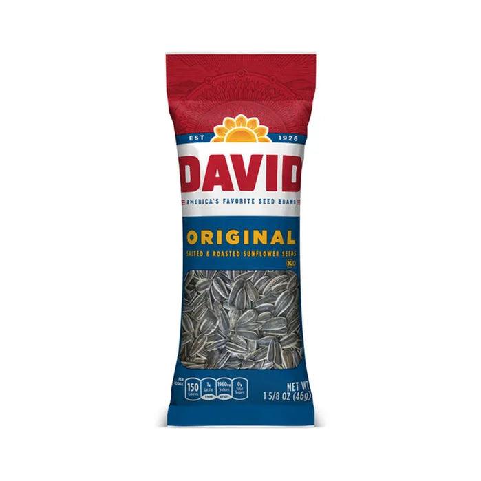 DAVID Original Salted & Roasted Sunflower Seeds 1.625 oz Individual Pack
