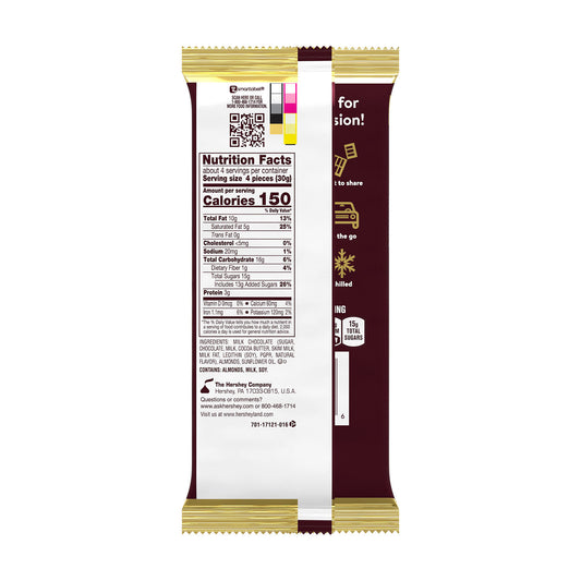 Hershey's Milk Chocolate with Almonds XL Candy, Bar 4.25 oz, 16 Pieces
