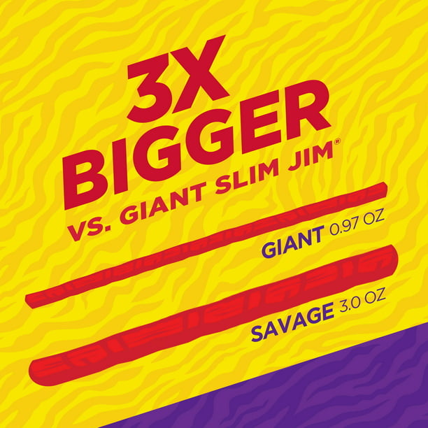 Slim Jim Savage Original Flavor Smoked Meat Snack Stick, 3 oz