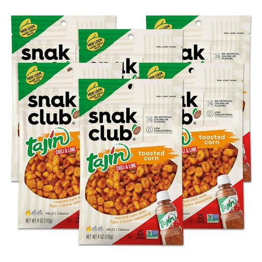 Snak Club 4 Ounce Tajin Chili & Lime Toasted Corn, 6 Pack